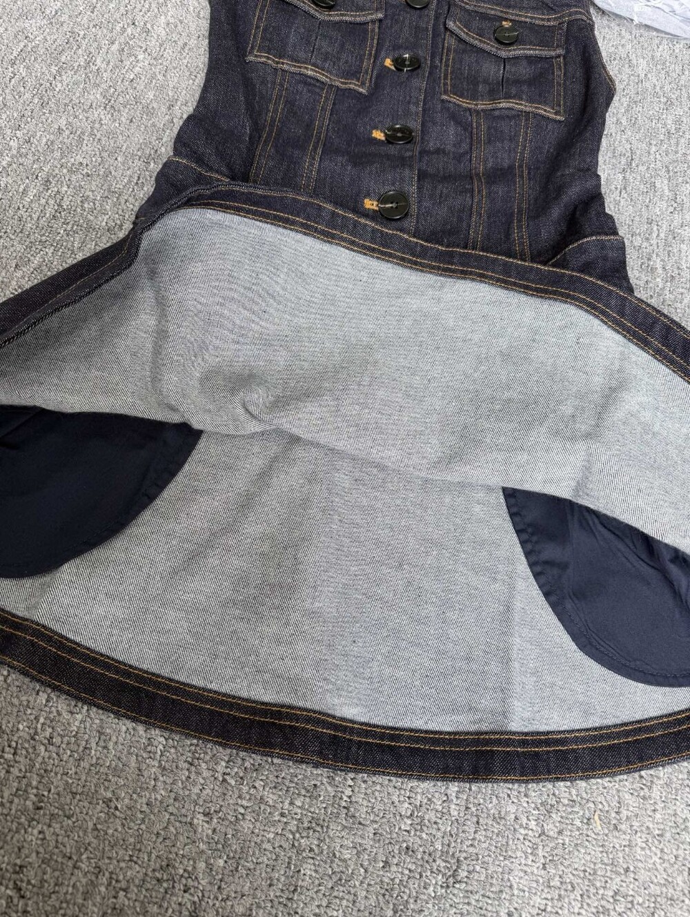 Self Portrait Indigo Denim Flared Mini Dress - Picture 10 of 14